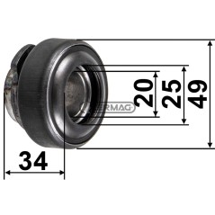Manicotto con cuscinetto reggispinta Dimensioni 20-25x49x34 mm 15042