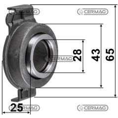 Sleeve with thrust bearing Dimensions 28x43x25 mm 15332 Made in Italy