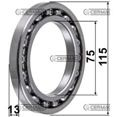 Rodamiento de empuje - PDF Dimensiones 75x115x13 mm 15752 LUK