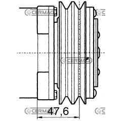 Compressore SANDEN per gas R134 Tensione 12 V Puleggia 2 x 125 mm 05004