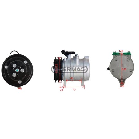 Compressore ECO per gas R134 Tensione 12 V Puleggia 2 x 121 mm 05450
