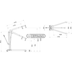 Gru idraulica con carrello pieghevole Portata 1000 kg 70590