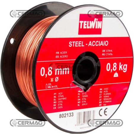 Bobina 0,8 kg di filo acciaio Diametro filo 0,8 mm 70519 Telwin | NewgardenAgri.com