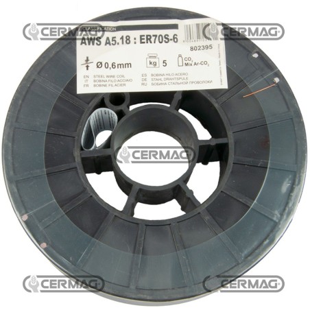 Bobina de 5 kg de alambre de acero. Diámetro del alambre: 0,6 mm. 70526 Telwin | NewgardenAgri.com
