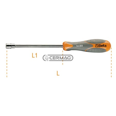 Chiave a bussola con impugnatura bimateriale Misura 14 mm 70124 BETA | NewgardenAgri.com