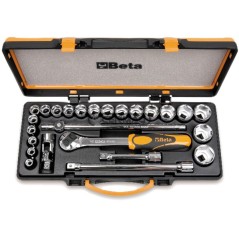 Kit de 20 llaves de vaso hexagonales y 5 accesorios, accionamiento de 1/2" 70181 BETA | NewgardenAgri.com