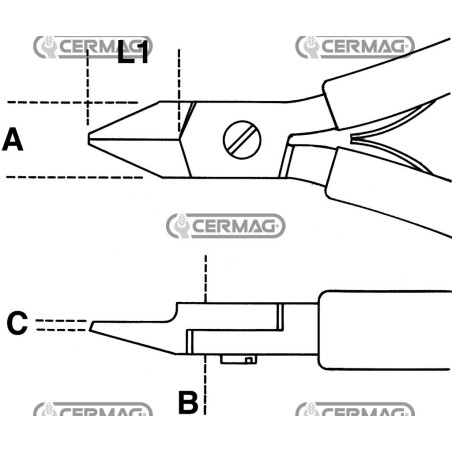 Elektronische Zange mit Zweikomponentengriff, Länge - L 120 mm, 70359 BETA