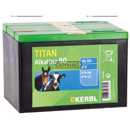 Batteria alcalina TITAN 90 Tensione 9 V Capacità 90 Ah 01211 Kerbl | NewgardenAgri.com