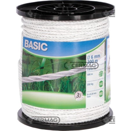 Weißes Zaunseil - BASIC Ø 6 mm Länge 200 m 01268 | NewgardenAgri.com