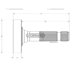 Arbre en PDF avec bride, profil 120 mm, 1"3/8-Z.21 32123