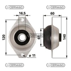 Soporte de amortiguador con brida para cabinas LANDINI - MF 65838