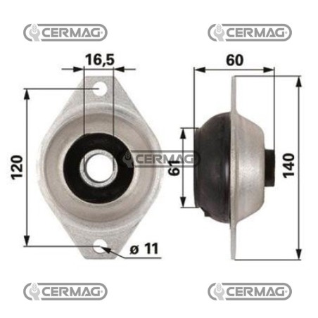 Soporte de amortiguador con brida para cabinas LANDINI - MF 65838