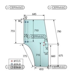 Vitre de porte incurvée gauche « VERT » 000988200