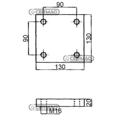 Placa de soldadura. Tamaño: 130x130x20 mm. Agujeros: 4xM16. 65583 | NewgardenAgri.com