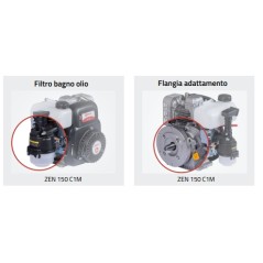 Complete petrol lawn mower engine ZANETTI ZEN150C1M 149cc air filter oil bath | NewgardenAgri.com