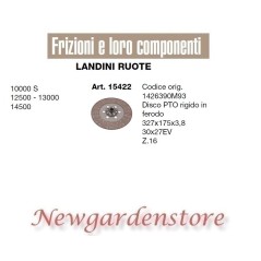 Disco de embrague 30x27 327x175x3.8 15422 LANDINI RUOTE 10000 12500 13000 14500 Z16 | NewgardenAgri.com