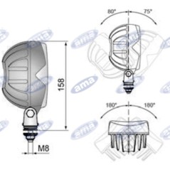 LED-Arbeitsscheinwerfer 104x120mm 12-24V 18W 1500LM 2-poliger Stecker Landwirtschaftsmaschine | NewgardenAgri.com