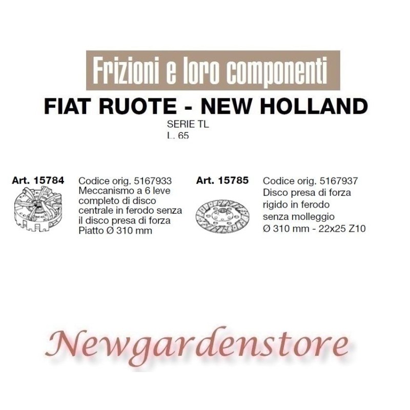 Frizione disco trattore serie TL L.65 15784 15785 FIAT RUOTE NEW HOLLAND 310mm Frizione disco trattore serie TL L.65 15784 15785 FIAT RUOTE NEW HOLLAND 310mm