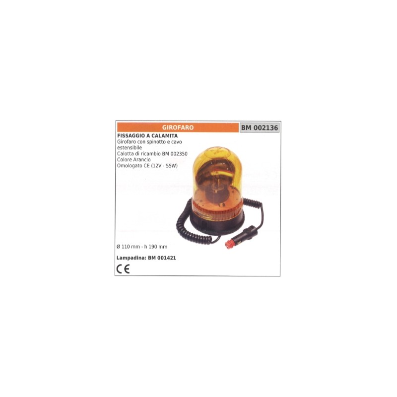 Baliza giratoria con clavija y cable extensible Ø  110 mm altura 190 mm 002136