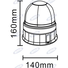 Halogen beacon 12V 55W flat base 160x140mm tractor industrial vehicle IP66 | NewgardenAgri.com
