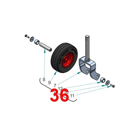 Fork and semi-flat wheel assembly 9X3.50-4 for PERUZZO front mulcher | NewgardenAgri.com