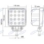 Proyector de trabajo 16 LED 110x110mm 10-30V 48W 3200LM cableado 40-60cm Proyector de trabajo 16 LED 110x110mm 10-30V 48W 3200LM cableado 40-60cm
