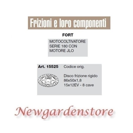 Disco de embrague 15525 motor cultivador serie 180 motor JLO FORT compatible 8cave | NewgardenAgri.com