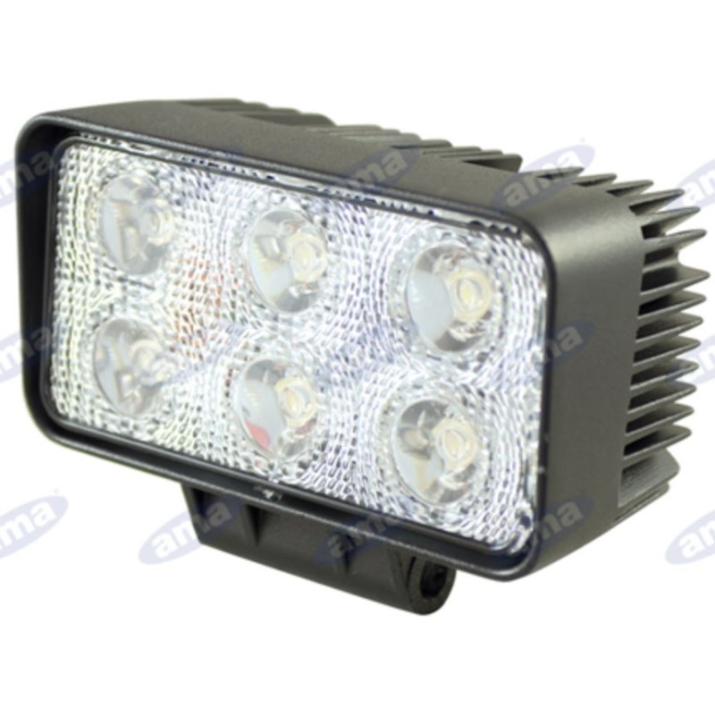 Faro lavoro 110x60mm 6 LED 10-30V 18W 1080LM cablato 40-60cm macchina agricola Faro lavoro 110x60mm 6 LED 10-30V 18W 1080LM cablato 40-60cm macchina agricola