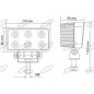 Faro de trabajo 110x60mm 6 LED 10-30V 18W 1080LM cableado 40-60cm máquina agrícola