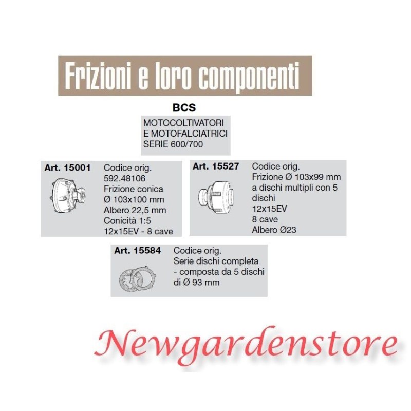 Frizione conica dischi multipli serie dischi motocoltivatore motofalciatrice BCS Frizione conica dischi multipli serie dischi motocoltivatore motofalciatrice BCS