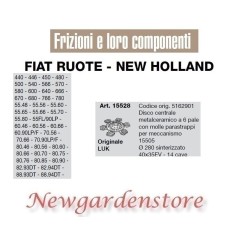 Zentralkupplungsscheibe 15505 440 450 566 680 82,93 15528 FIAT NEW HOLLAND LUK | NewgardenAgri.com