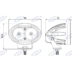 Faro de trabajo LED 76,5x98mm 10-60V 10W 850LM salida cable 32cm maquina agricola | NewgardenAgri.com