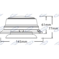 Girofaro a led base magnetica h 77mm L 145mm macchina agricola semovente 12-24V | NewgardenAgri.com