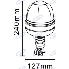 Halogen-Rundumleuchte 12V 55W flexibler Sockel 240x127 mm Zugmaschine Industriefahrzeug | NewgardenAgri.com