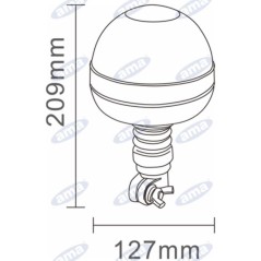 Gyrophare LED 12-24V base flexible 209x127mm tige attachement tracteur agricole | NewgardenAgri.com