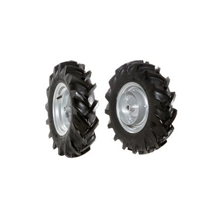 Paire de roues à pneus 4.00-8" avec disque fixe pour tracteur à pied NIBBI BRIK 1 BRIK 3 | NewgardenAgri.com