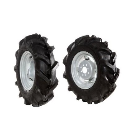 Paire de roues à pneus 5.00-10 avec disque réglable pour tracteur marcheur NIBBI KAM 4 | NewgardenAgri.com