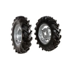 Paire de roues à pneus 5.00-12" avec disque réglable pour tracteur marcheur NIBBI MAK16 | NewgardenAgri.com