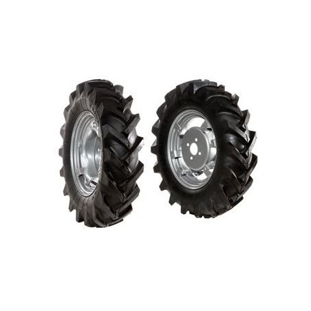 Paire de roues à pneus 5.00-12" avec disque réglable pour tracteur marcheur NIBBI MAK16 | NewgardenAgri.com