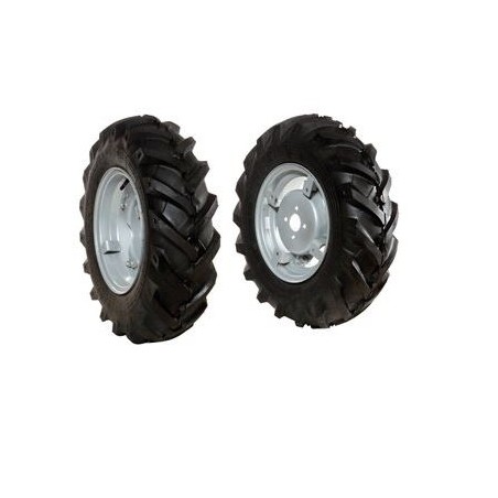 Paire de roues à pneus 6.5/80-12" avec disque réglable pour tracteur à pied NIBBI MAK | NewgardenAgri.com