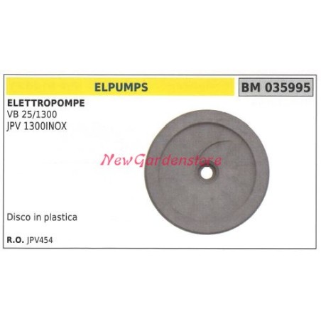 Disque en plastique ELPUMPS électropompe VB 25/1300 JPV 1300INOX 035955 | NewgardenAgri.com