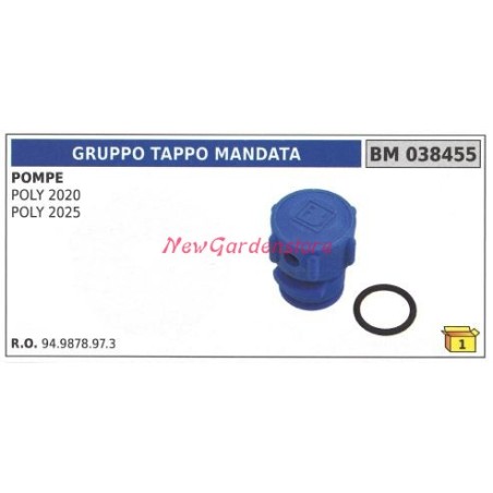 Delivery cap assembly UNIVERSAL Bertolini pump POLY 2020 2025 038455 | NewgardenAgri.com