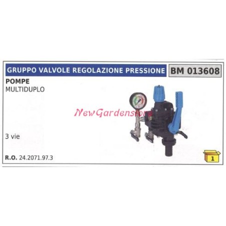 Ensemble vanne de régulation de pression pompe UNIVERSELLE BERTOLINI MULTIDUPLO 013608 | NewgardenAgri.com