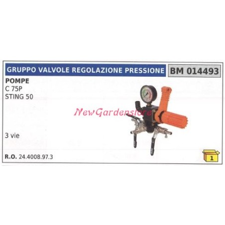 Gruppo valvola regolazione pressione UNIVERSALE pompa Bertolini C 75P 014493 | NewgardenAgri.com