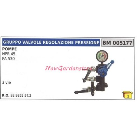 Gruppo valvola regolazione pressione UNIVERSALE pompa Bertolini NPR 20 005177 | NewgardenAgri.com