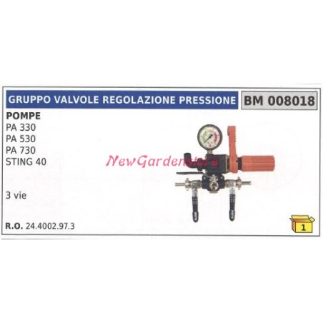 Gruppo valvola regolazione pressione UNIVERSALE pompa Bertolini PA 330 008018 | NewgardenAgri.com