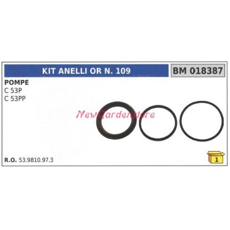 Kit joint torique ou N.109 pompe UNIVERSAL Bertolini C 53P 53PP 018387 | NewgardenAgri.com