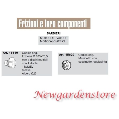 Frizione manicotto motocoltivatore motofalciatrice BARBIERI 15610 15629 | NewgardenAgri.com