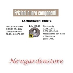 Tractor clutch mechanism LAMBORGHINI 15746 Agile Cross Gran Prix flat 310 | NewgardenAgri.com