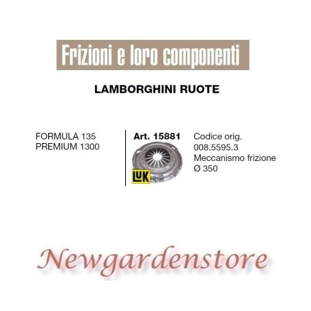 Clutch mechanism tractor LAMBORGHINI 15881 Formula 135 Premium 1300 350mm | NewgardenAgri.com